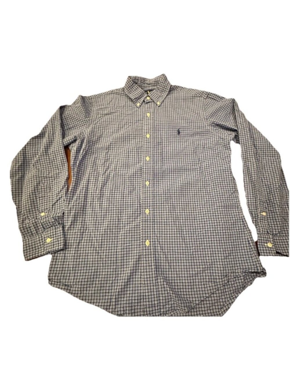 Polo Ralph Lauren Men's Med Sleeve Custom Fit Shirt Blue Plaid